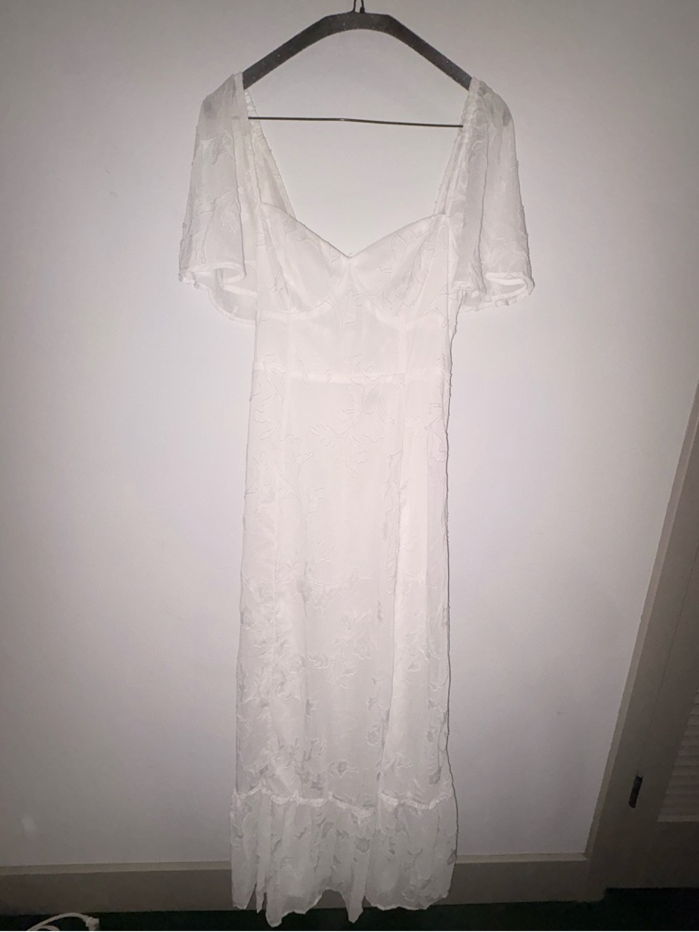 Tailor Made For You White Jacquard Lace-Up Maxi Dress - Picture 5 of 7